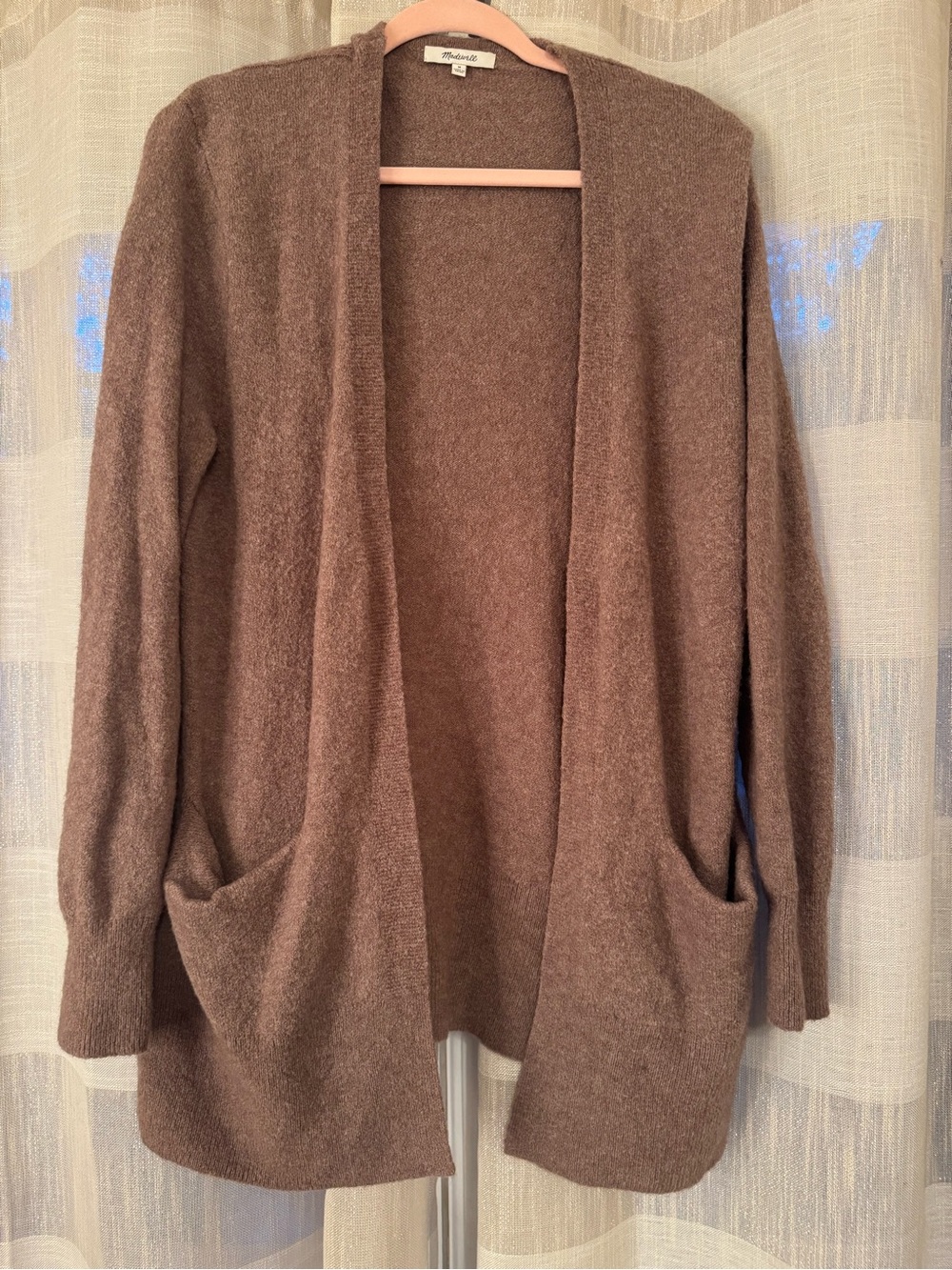 Madewell Taupe-Brown Open-Front Pocket Cardigan